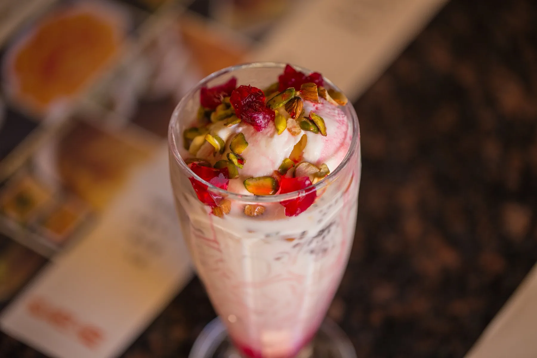 Falooda, a layered Indian cold dessert drink