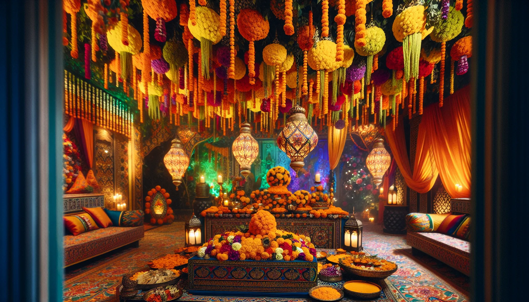 Colourful Indian themed decor set up for a birthday party