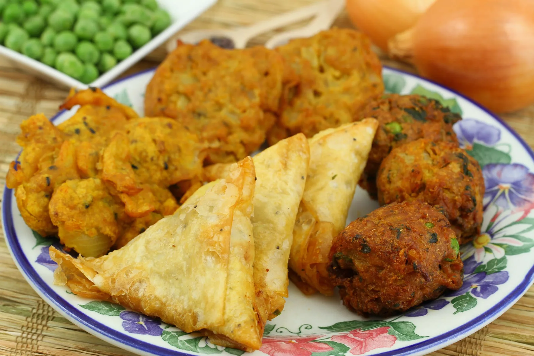 Golden, crispy Indian pakoras served as a snack