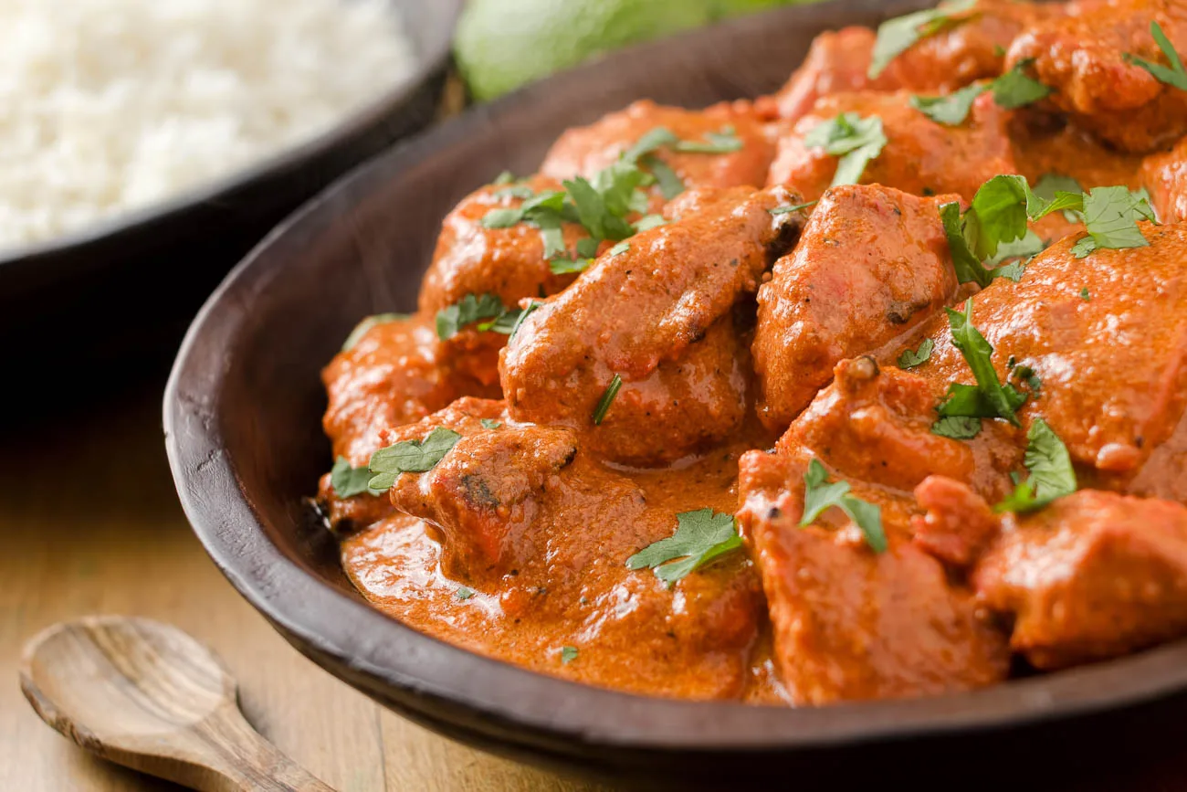 Aromatic chicken tikka masala in a creamy tomato sauce