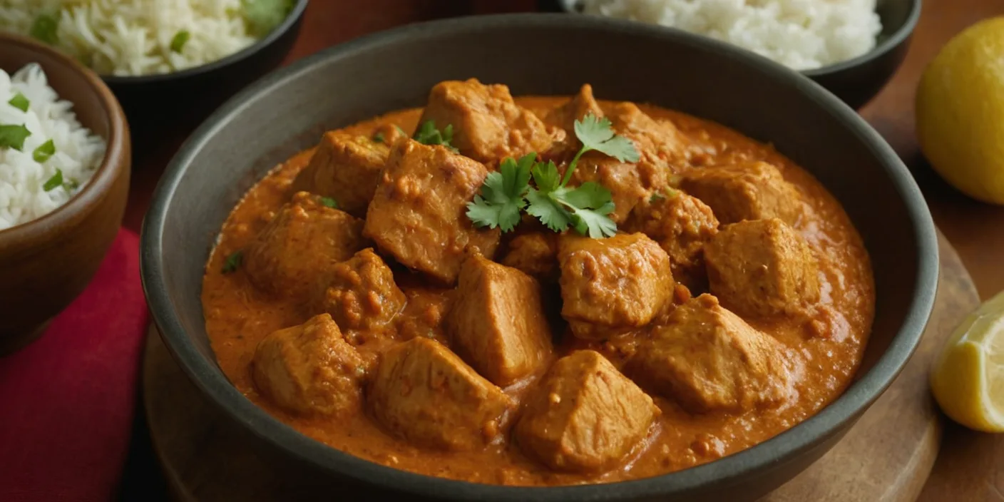 Chicken tikka masala in a rich tomato and cream sauce