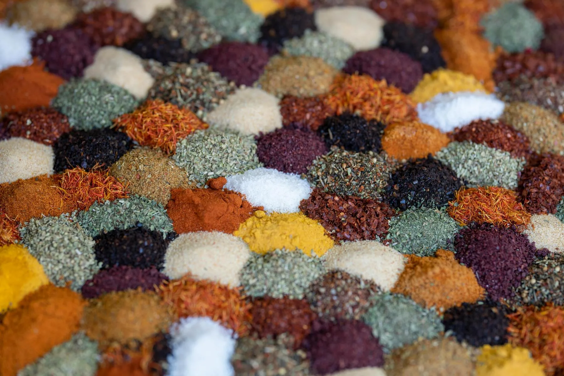 A vibrant collection of traditional Indian spices