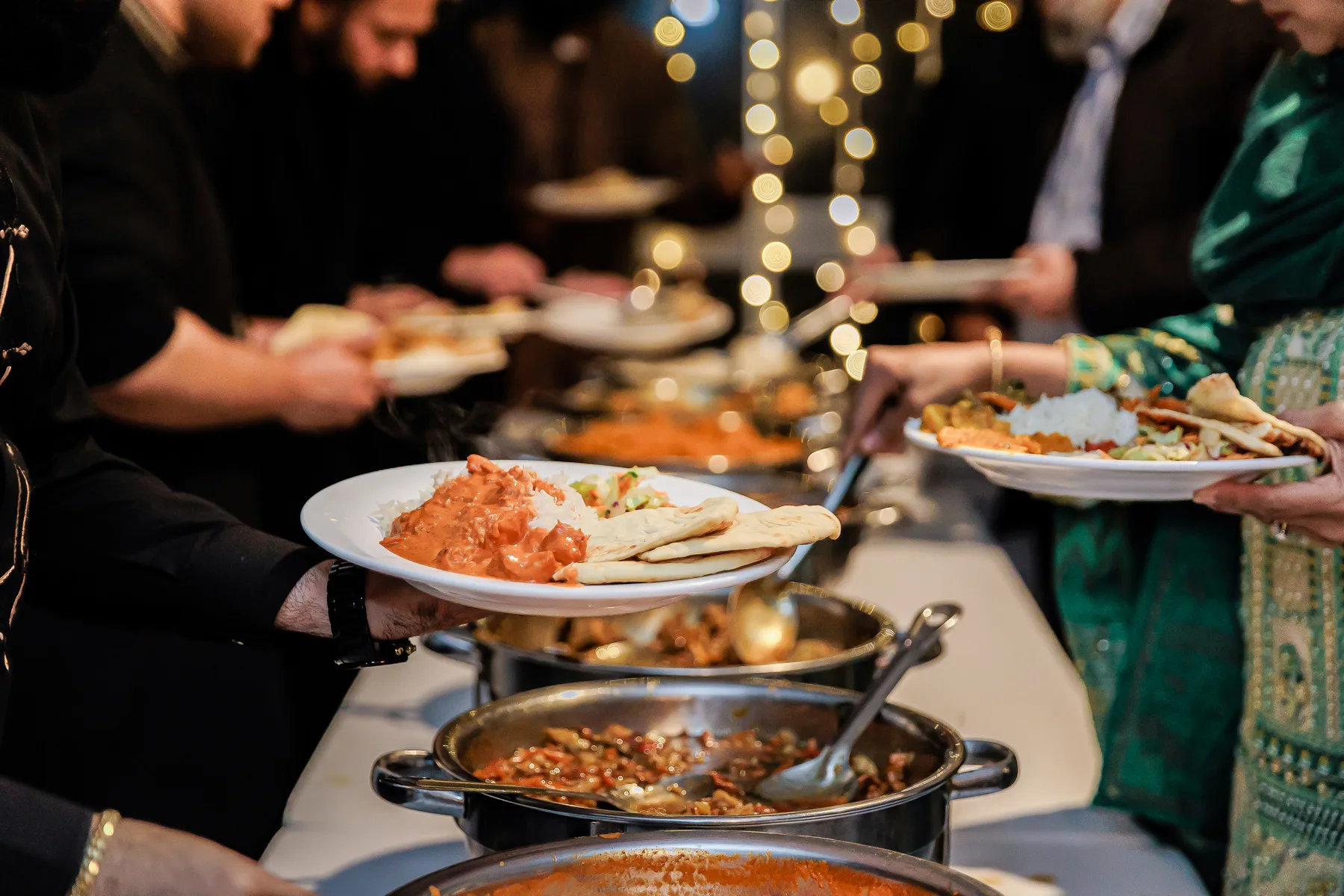 A professionally presented traditional Indian catering display