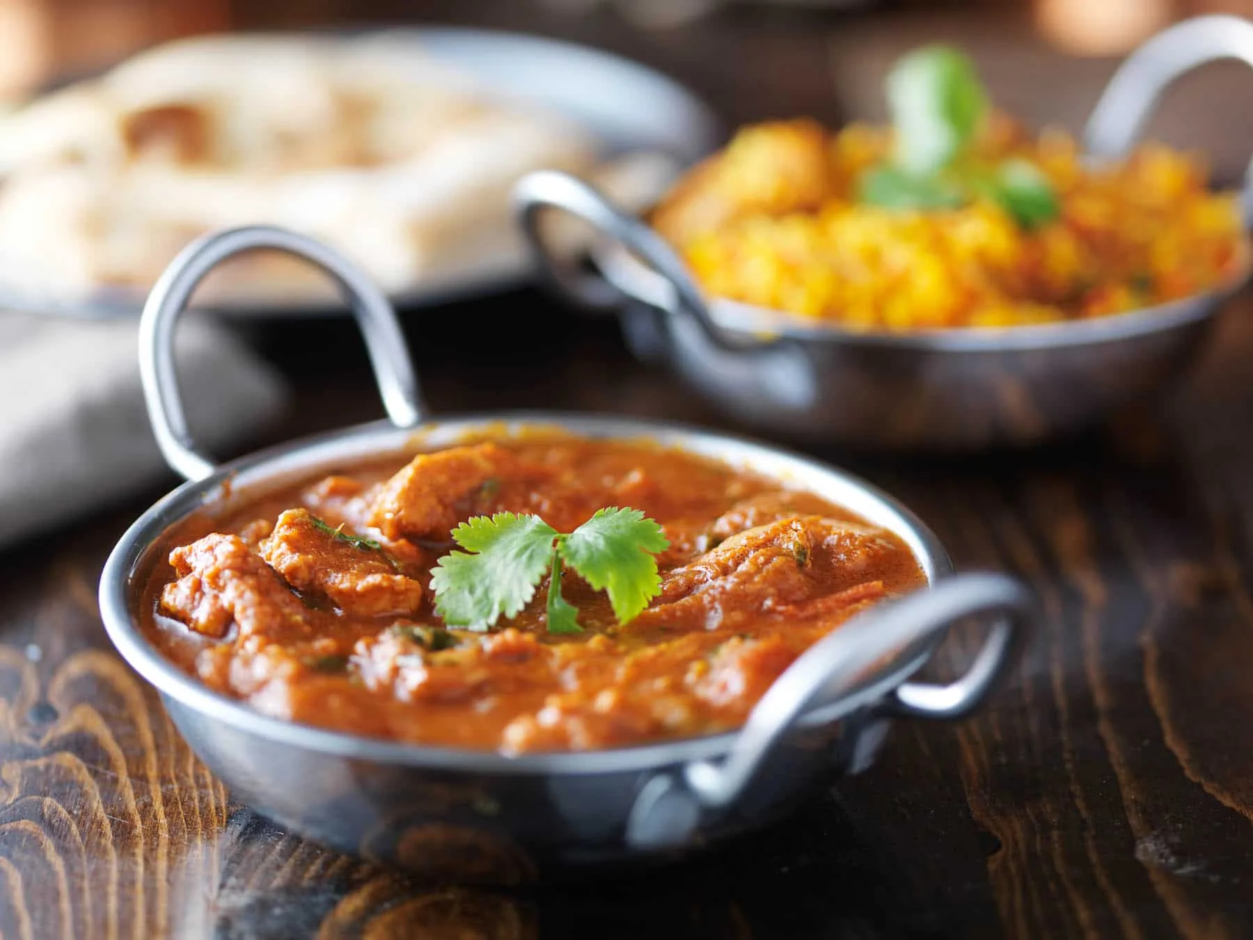 Indian curry served with biryani and tandoori dishes at Raj's Corner