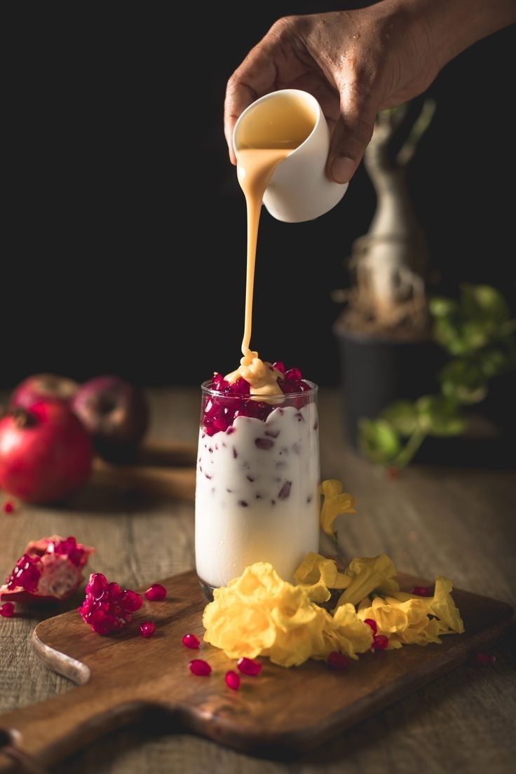 A glass of mango lassi