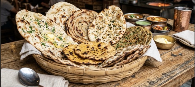 A basket of fresh roti from the tandoor